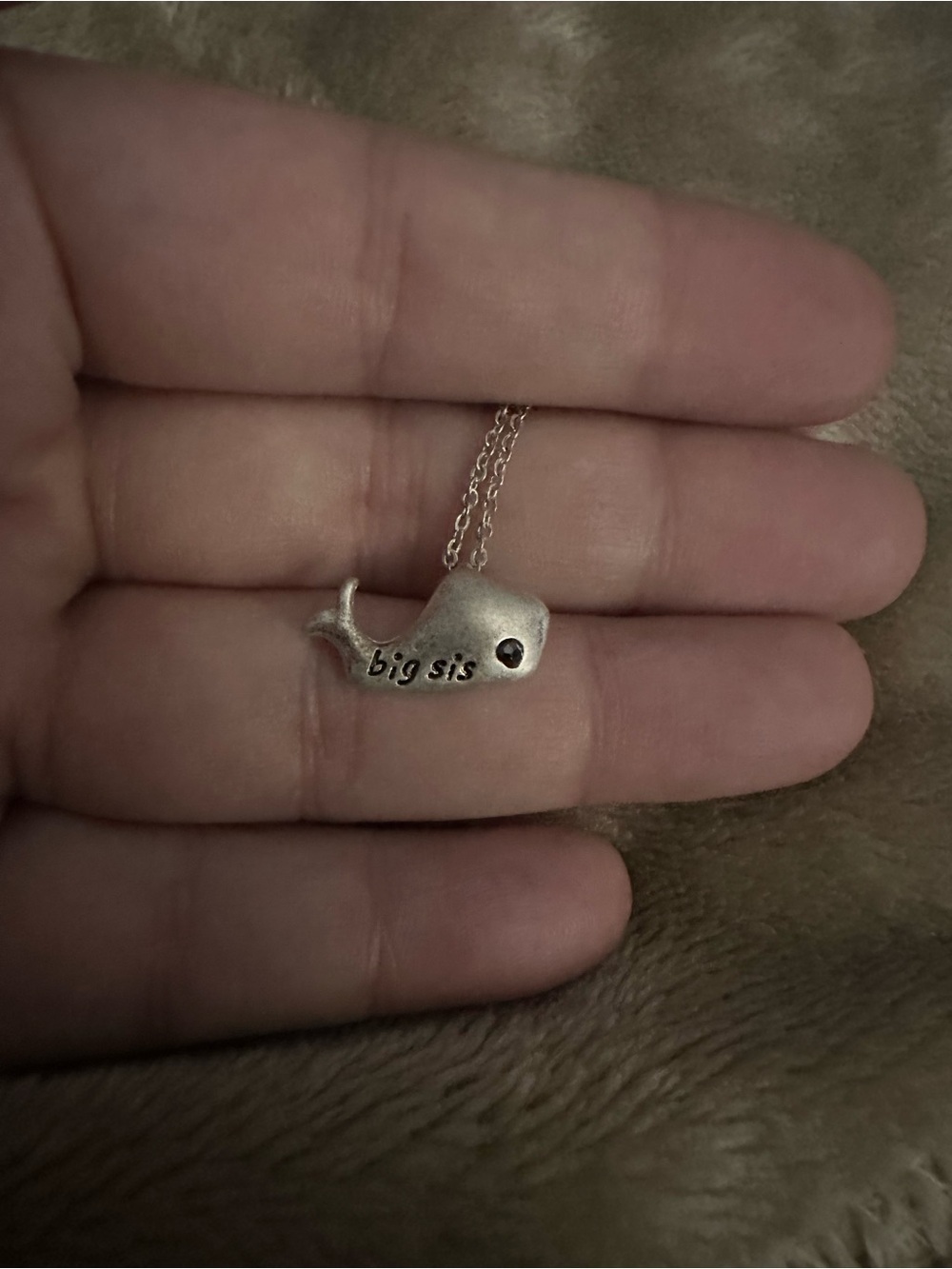 Claire's Silver Tone 'Big Sis' Whale Necklace